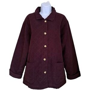 SERENGETI Womens Size 1X Barn Jacket Burgandy Color Corduroy Button Up Shacket